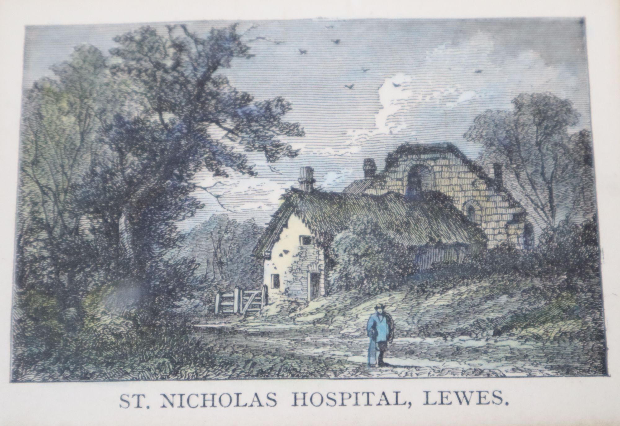 A collection of eleven assorted 19th century engravings and drawings, Views in and around Lewes, including Lamberts South View of Lewes